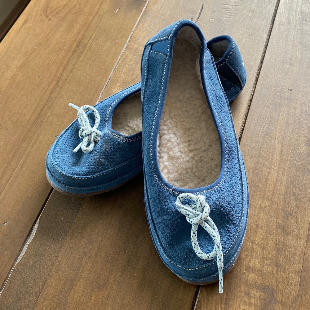 L.L. BEAN Hearthside Suede Moccasin Sherpa Lined Slipper Size 6